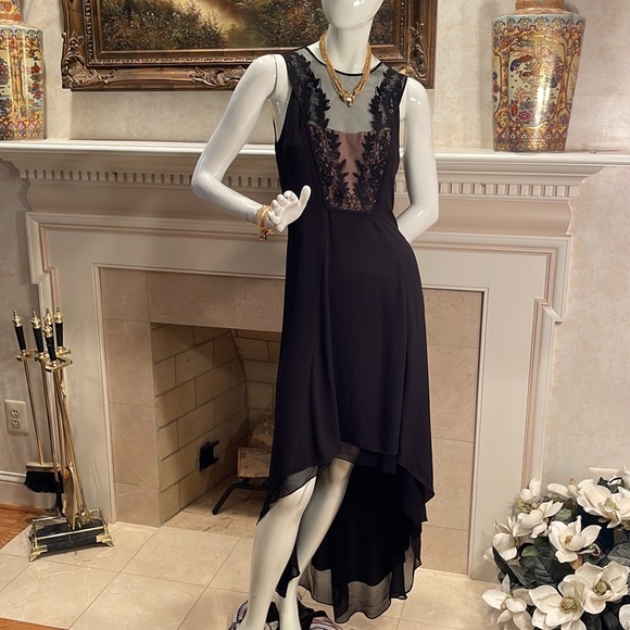 BCBGMaxAzria Dresses & Skirts - BCBG Max Azria SEXY black chiffon dress with lace